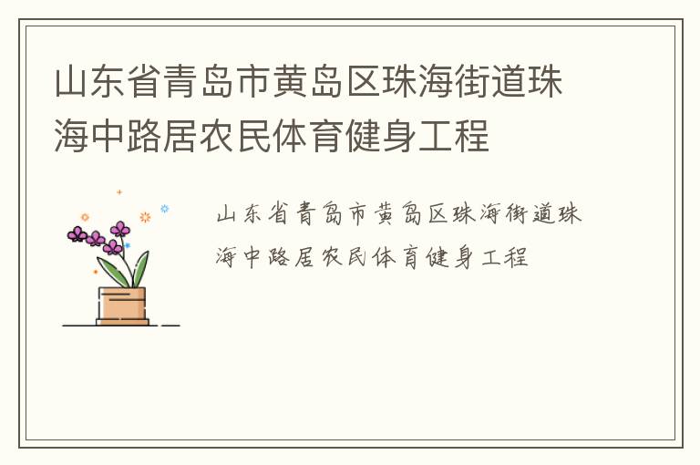 山东省青岛市黄岛区珠海街道珠海中路居农民体育健身工程