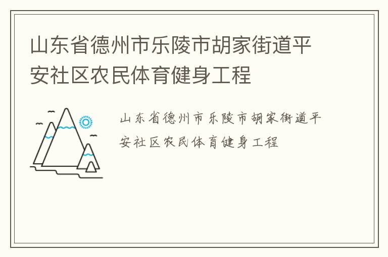 山东省德州市乐陵市胡家街道平安社区农民体育健身工程