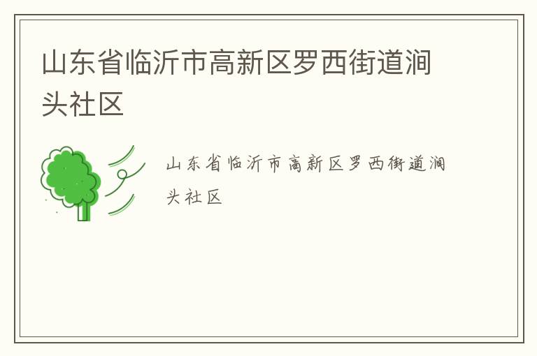 山东省临沂市高新区罗西街道涧头社区