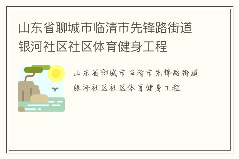 山东省聊城市临清市先锋路街道银河社区社区体育健身工程