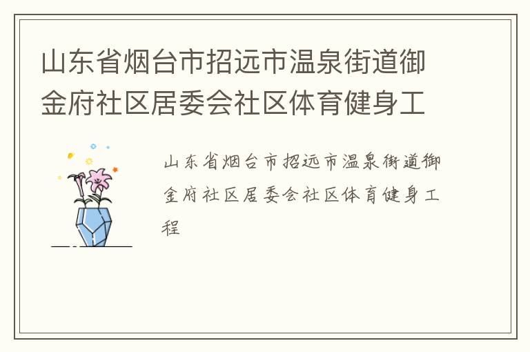 山东省烟台市招远市温泉街道御金府社区居委会社区体育健身工程