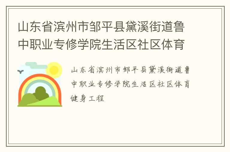 山东省滨州市邹平县黛溪街道鲁中职业专修学院生活区社区体育健身工程
