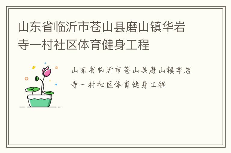 山东省临沂市苍山县磨山镇华岩寺一村社区体育健身工程