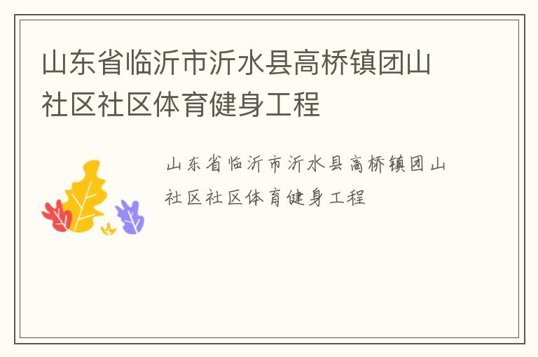 山东省临沂市沂水县高桥镇团山社区社区体育健身工程