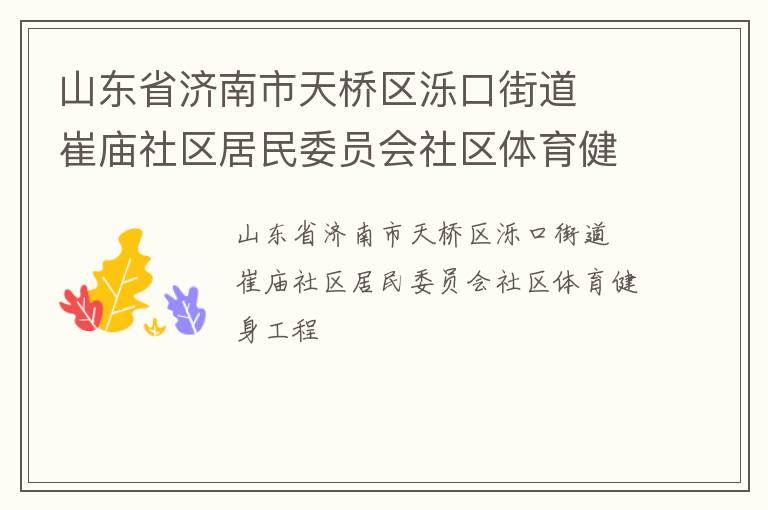 山东省济南市天桥区泺口街道  崔庙社区居民委员会社区体育健身工程