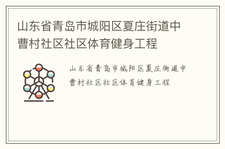 山东省青岛市城阳区夏庄街道中曹村社区社区体育健身工程
