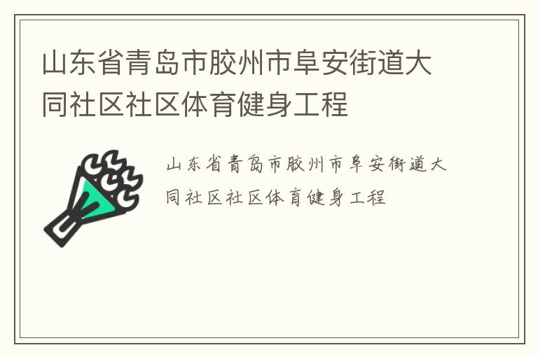 山东省青岛市胶州市阜安街道大同社区社区体育健身工程