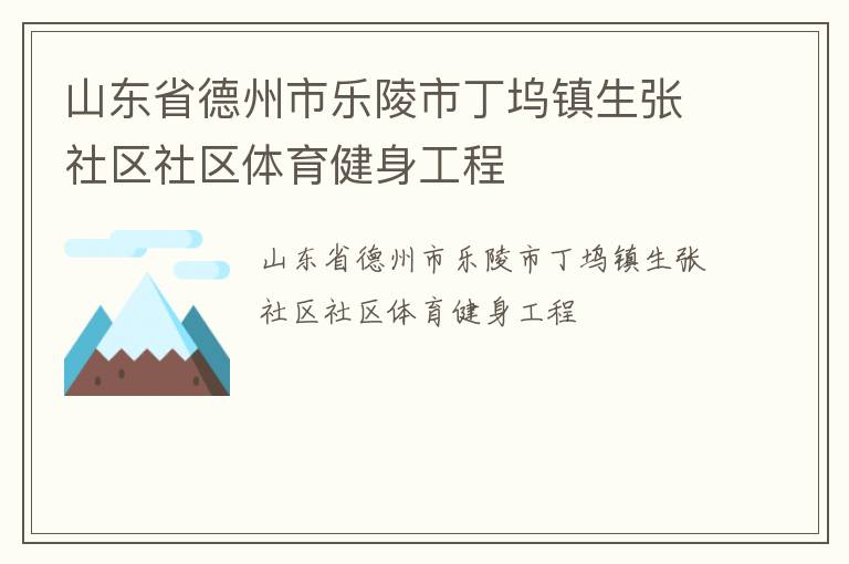 山东省德州市乐陵市丁坞镇生张社区社区体育健身工程