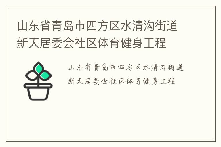 山东省青岛市四方区水清沟街道新天居委会社区体育健身工程