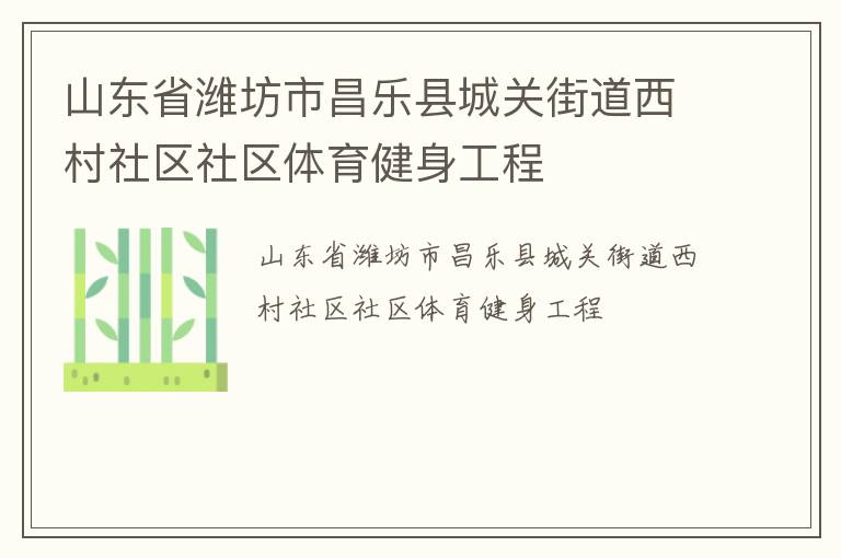 山东省潍坊市昌乐县城关街道西村社区社区体育健身工程