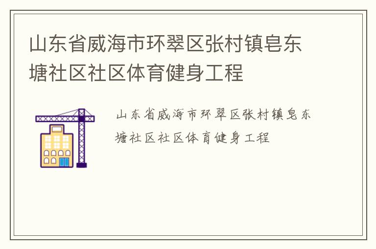 山东省威海市环翠区张村镇皂东塘社区社区体育健身工程