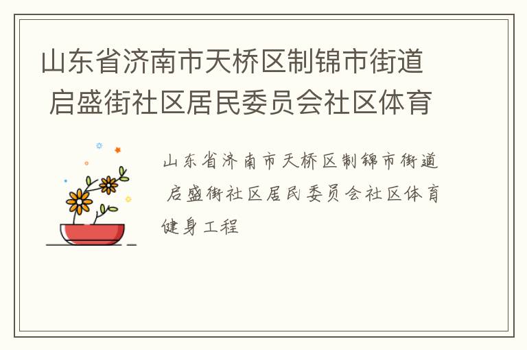 山东省济南市天桥区制锦市街道 启盛街社区居民委员会社区体育健身工程