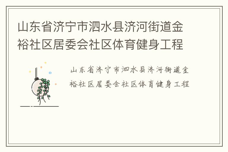 山东省济宁市泗水县济河街道金裕社区居委会社区体育健身工程