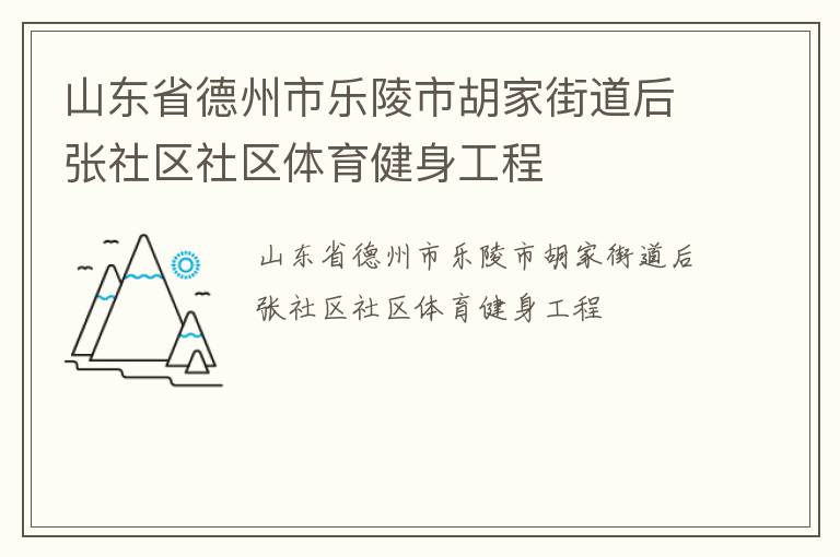 山东省德州市乐陵市胡家街道后张社区社区体育健身工程
