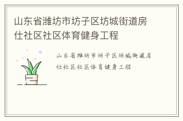 山东省潍坊市坊子区坊城街道房仕社区社区体育健身工程