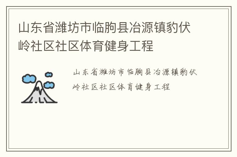 山东省潍坊市临朐县冶源镇豹伏岭社区社区体育健身工程