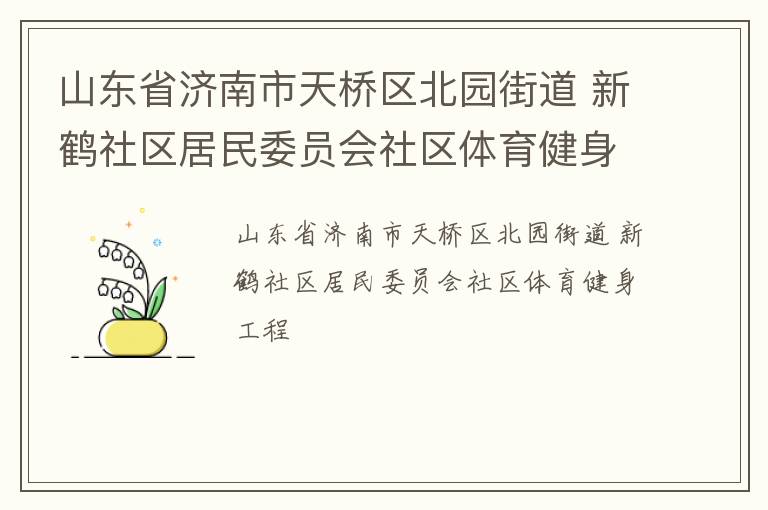 山东省济南市天桥区北园街道 新鹤社区居民委员会社区体育健身工程