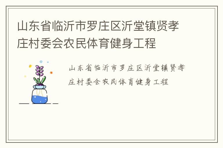 山东省临沂市罗庄区沂堂镇贤孝庄村委会农民体育健身工程