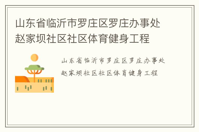 山东省临沂市罗庄区罗庄办事处赵家坝社区社区体育健身工程