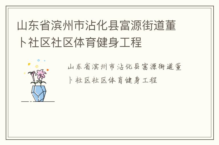 山东省滨州市沾化县富源街道董卜社区社区体育健身工程