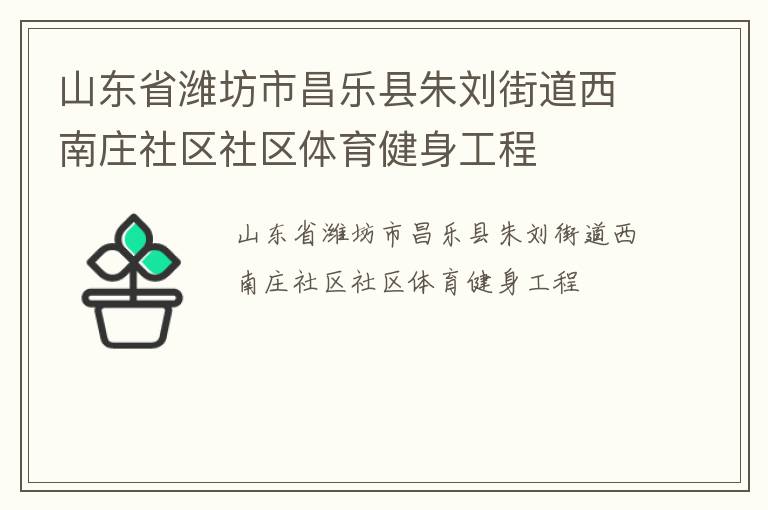 山东省潍坊市昌乐县朱刘街道西南庄社区社区体育健身工程