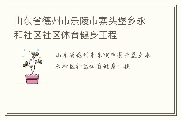 山东省德州市乐陵市寨头堡乡永和社区社区体育健身工程