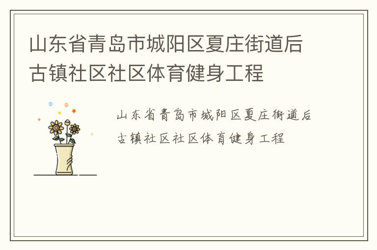 山东省青岛市城阳区夏庄街道后古镇社区社区体育健身工程