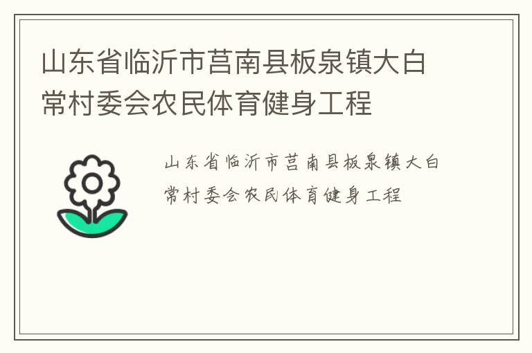 山东省临沂市莒南县板泉镇大白常村委会农民体育健身工程