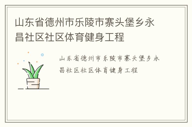 山东省德州市乐陵市寨头堡乡永昌社区社区体育健身工程