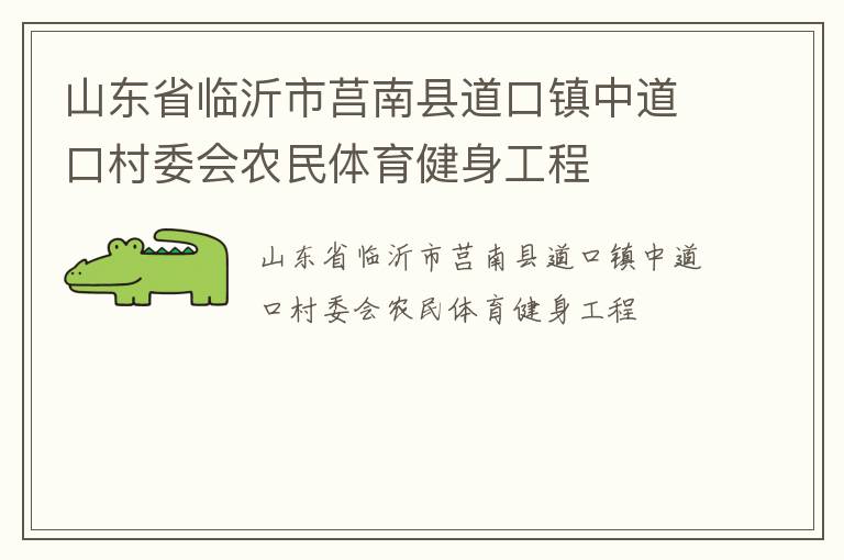 山东省临沂市莒南县道口镇中道口村委会农民体育健身工程