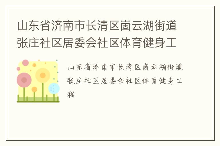 山东省济南市长清区崮云湖街道张庄社区居委会社区体育健身工程