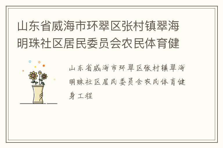 山东省威海市环翠区张村镇翠海明珠社区居民委员会农民体育健身工程