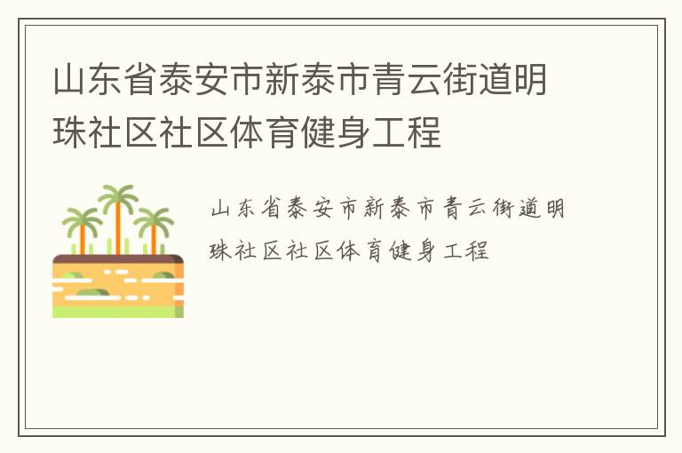 山东省泰安市新泰市青云街道明珠社区社区体育健身工程