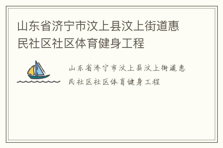 山东省济宁市汶上县汶上街道惠民社区社区体育健身工程