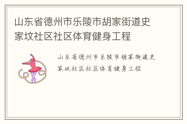 山东省德州市乐陵市胡家街道史家坟社区社区体育健身工程