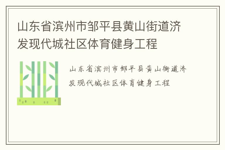 山东省滨州市邹平县黄山街道济发现代城社区体育健身工程