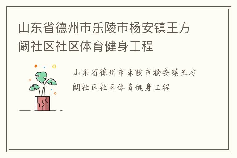 山东省德州市乐陵市杨安镇王方阚社区社区体育健身工程