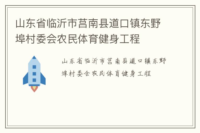 山东省临沂市莒南县道口镇东野埠村委会农民体育健身工程