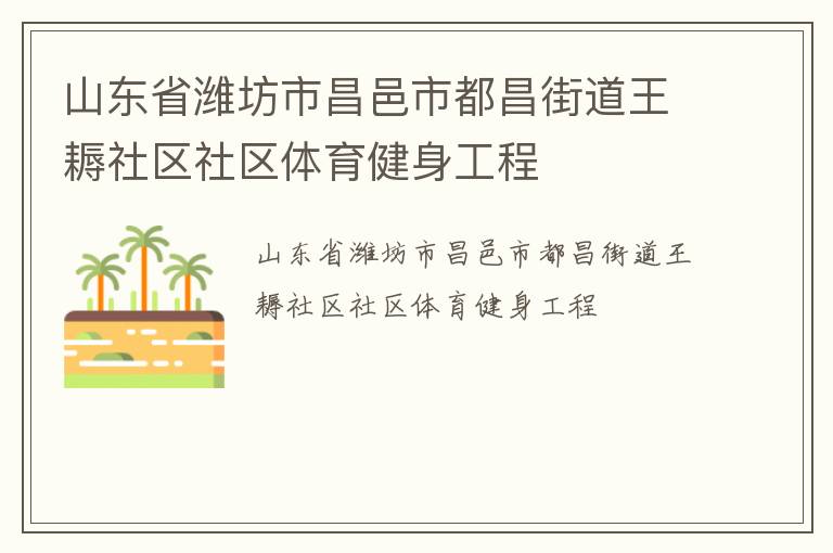 山东省潍坊市昌邑市都昌街道王耨社区社区体育健身工程