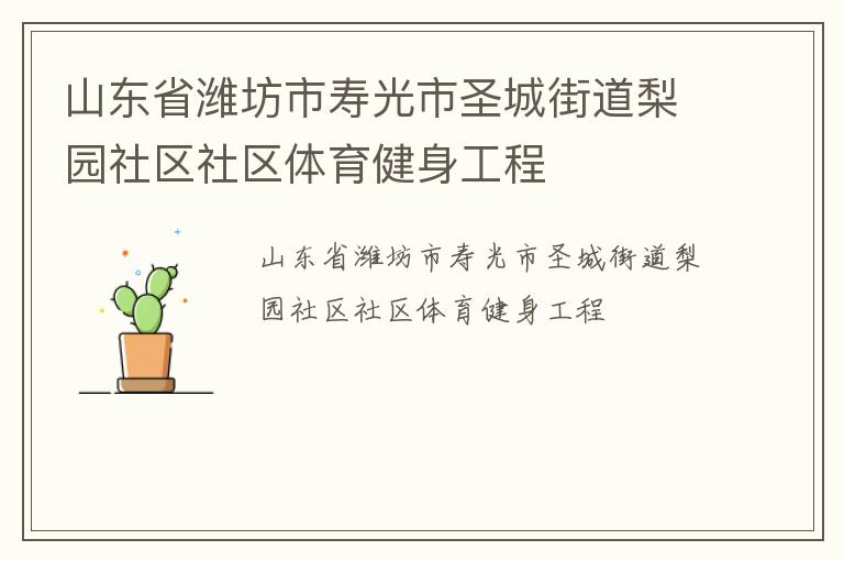 山东省潍坊市寿光市圣城街道梨园社区社区体育健身工程