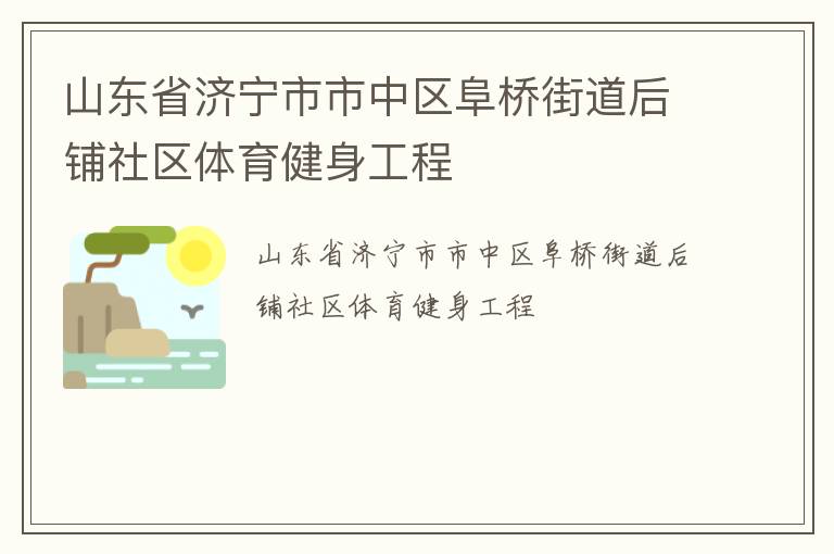 山东省济宁市市中区阜桥街道后铺社区体育健身工程