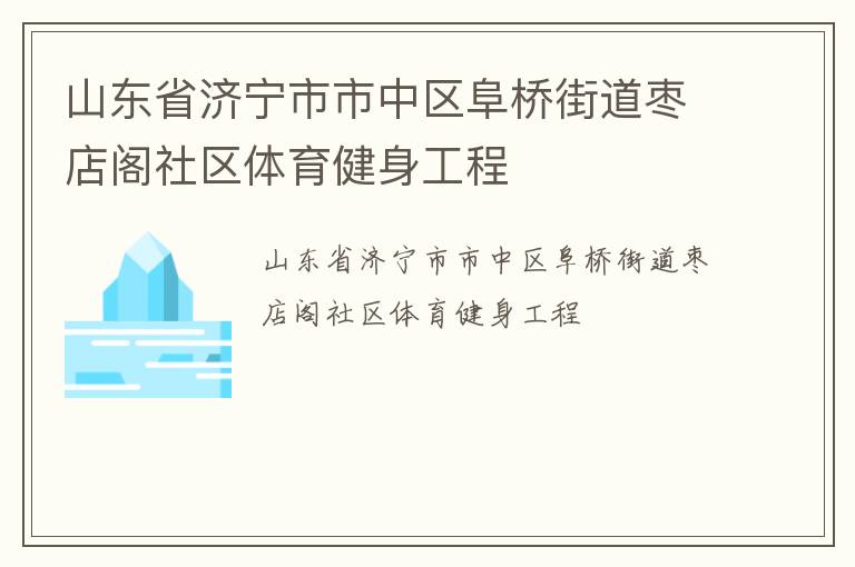 山东省济宁市市中区阜桥街道枣店阁社区体育健身工程