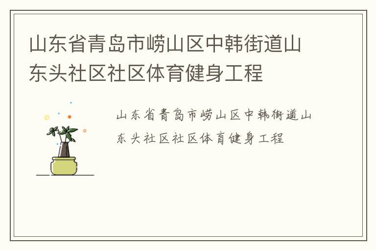 山东省青岛市崂山区中韩街道山东头社区社区体育健身工程