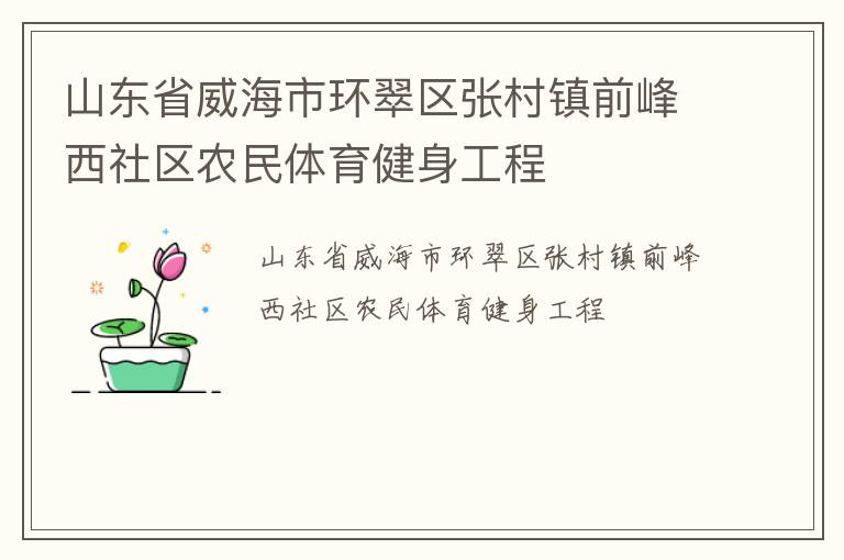 山东省威海市环翠区张村镇前峰西社区农民体育健身工程