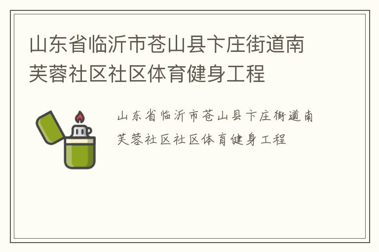 山东省临沂市苍山县卞庄街道南芙蓉社区社区体育健身工程