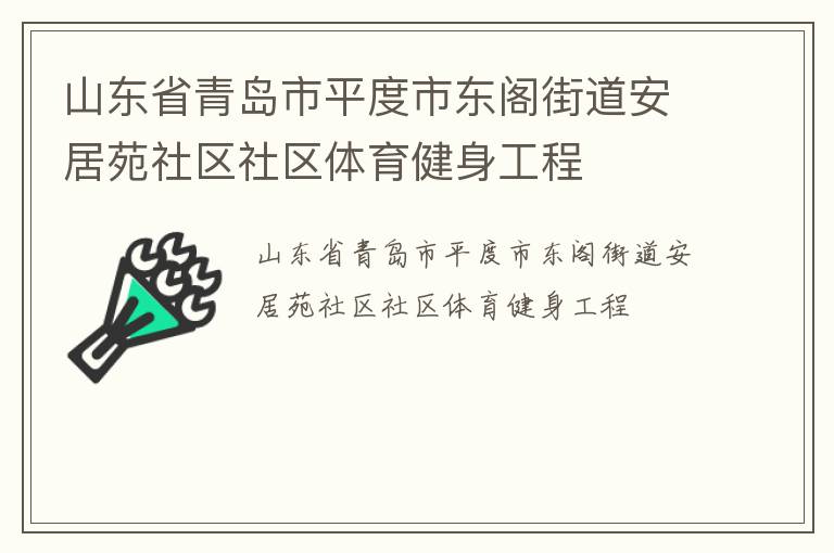 山东省青岛市平度市东阁街道安居苑社区社区体育健身工程
