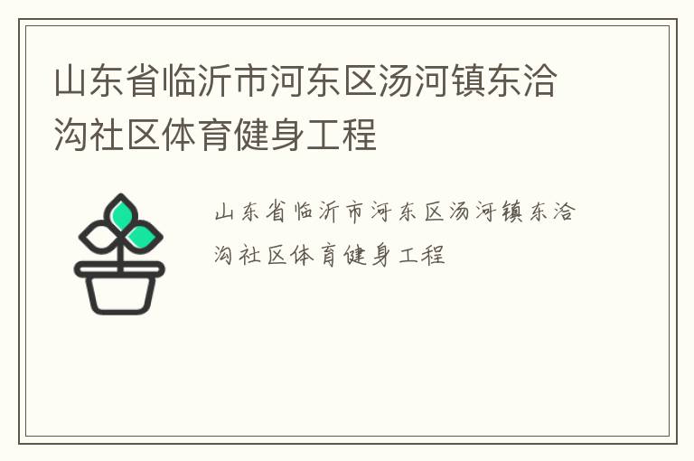 山东省临沂市河东区汤河镇东洽沟社区体育健身工程