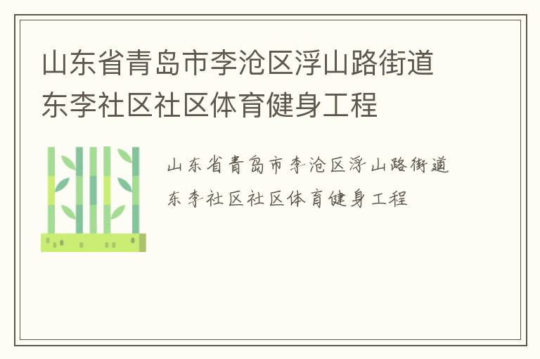 山东省青岛市李沧区浮山路街道东李社区社区体育健身工程