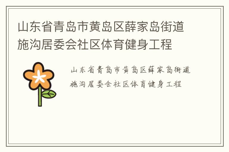 山东省青岛市黄岛区薛家岛街道施沟居委会社区体育健身工程
