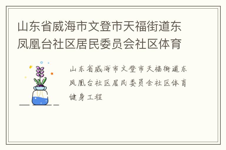 山东省威海市文登市天福街道东凤凰台社区居民委员会社区体育健身工程